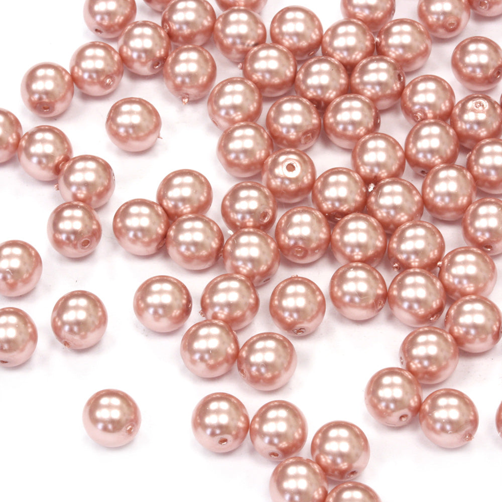 Pearl Dusky Pink Glass Round 6mm - Pack of 100