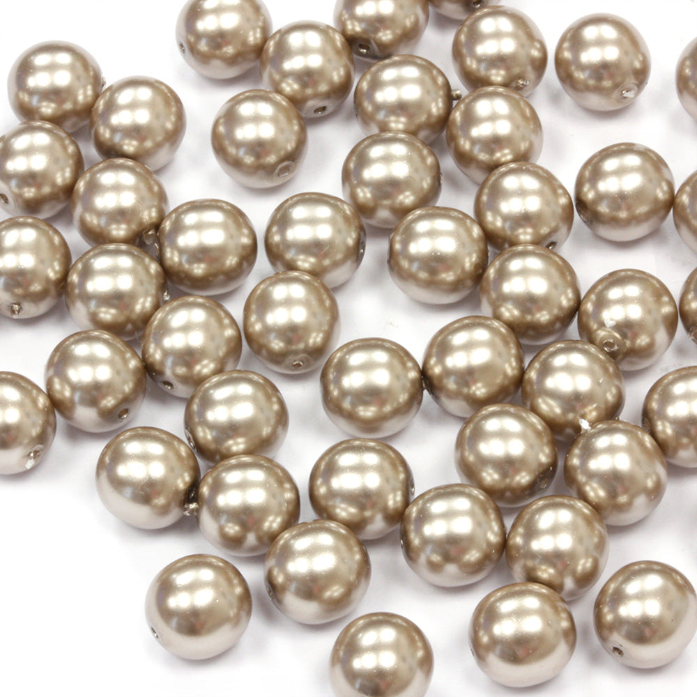 Pearl Mink Glass Round 8mm - Pack of 50