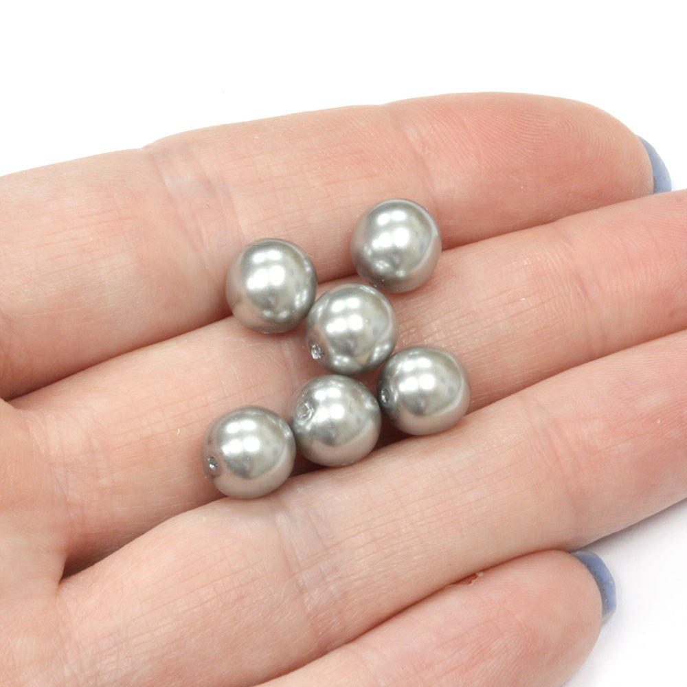 Pearl Blue Silver Glass Round 8mm - Pack of 50