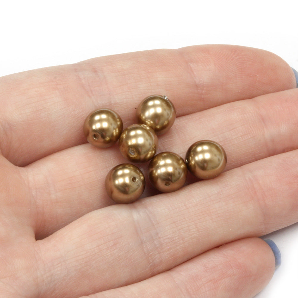 Pearl Old Gold Glass Round 8mm - Pack of 50