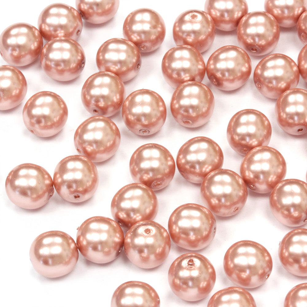 Pearl Dusky Pink Glass Round 8mm - Pack of 50