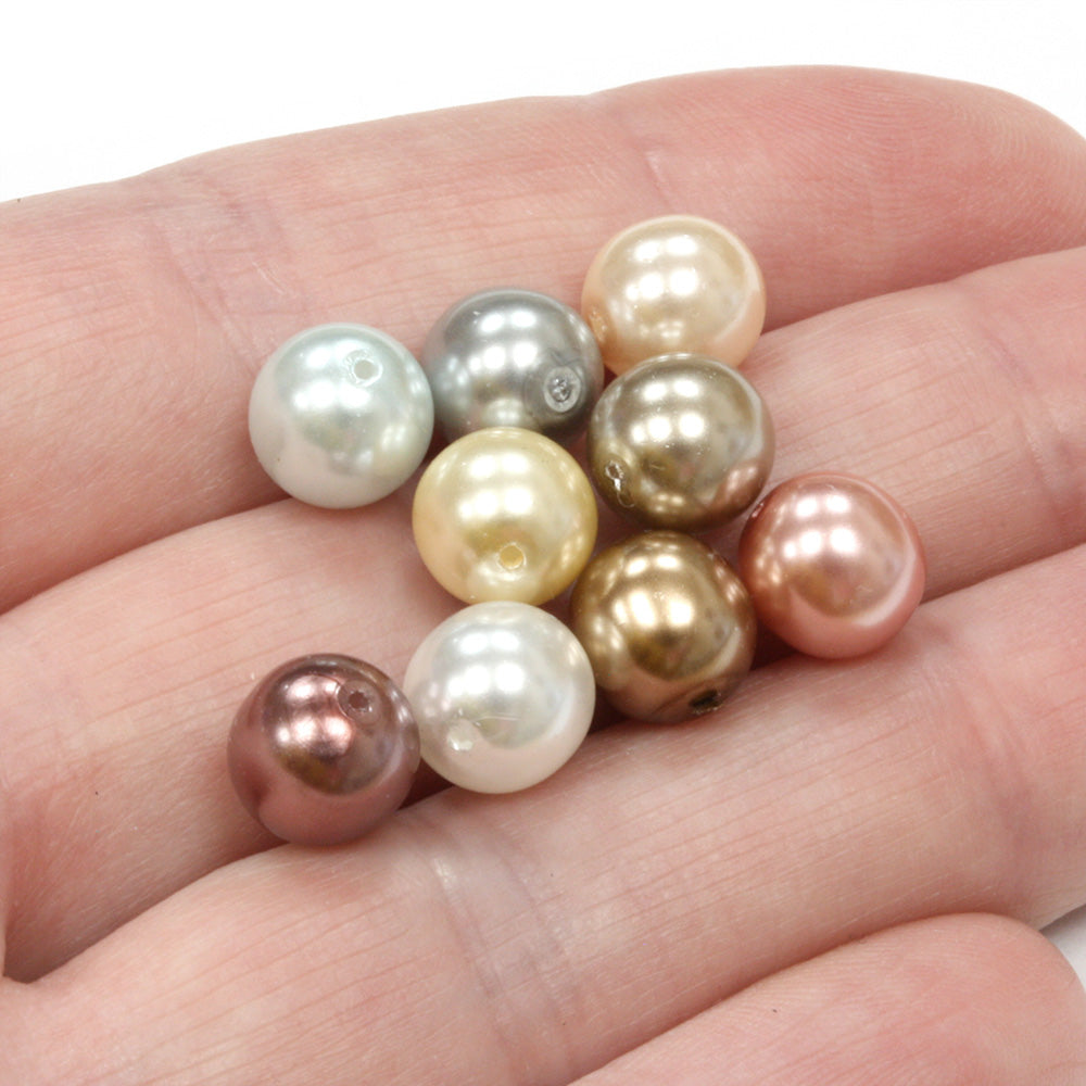 Pearl Mix Glass Round 8mm-Pack of 50