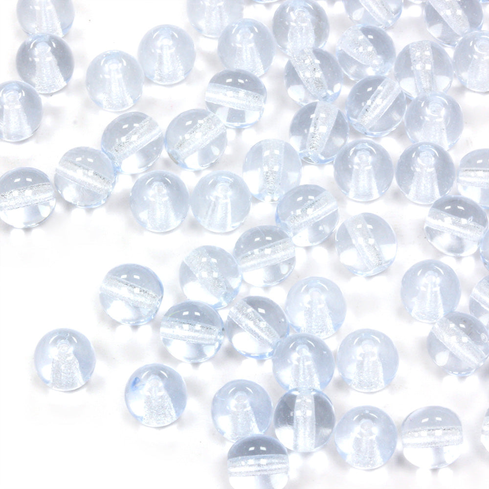 Pressed Pale Blue Glass Round 6mm - Pack of 100
