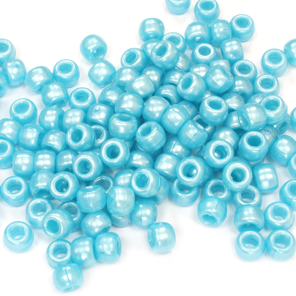 sky blue pearl plastic pony beads