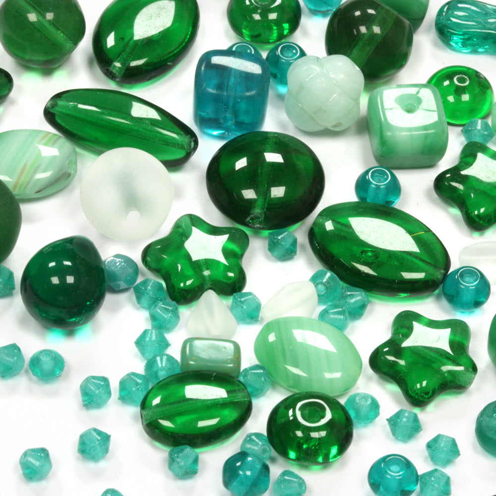 Pressed Glass Mix Emerald - Pack of 50g