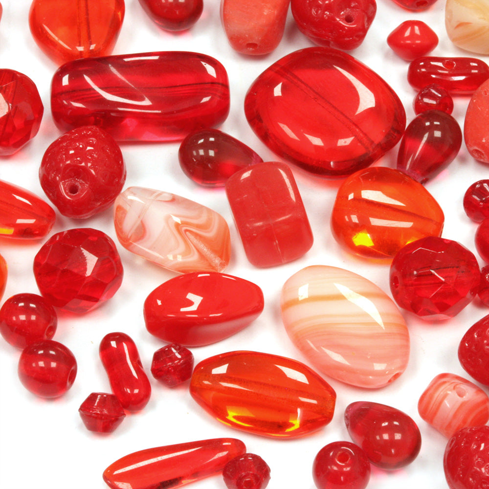 Czech Pressed Glass Mix Red - Pack of 50g