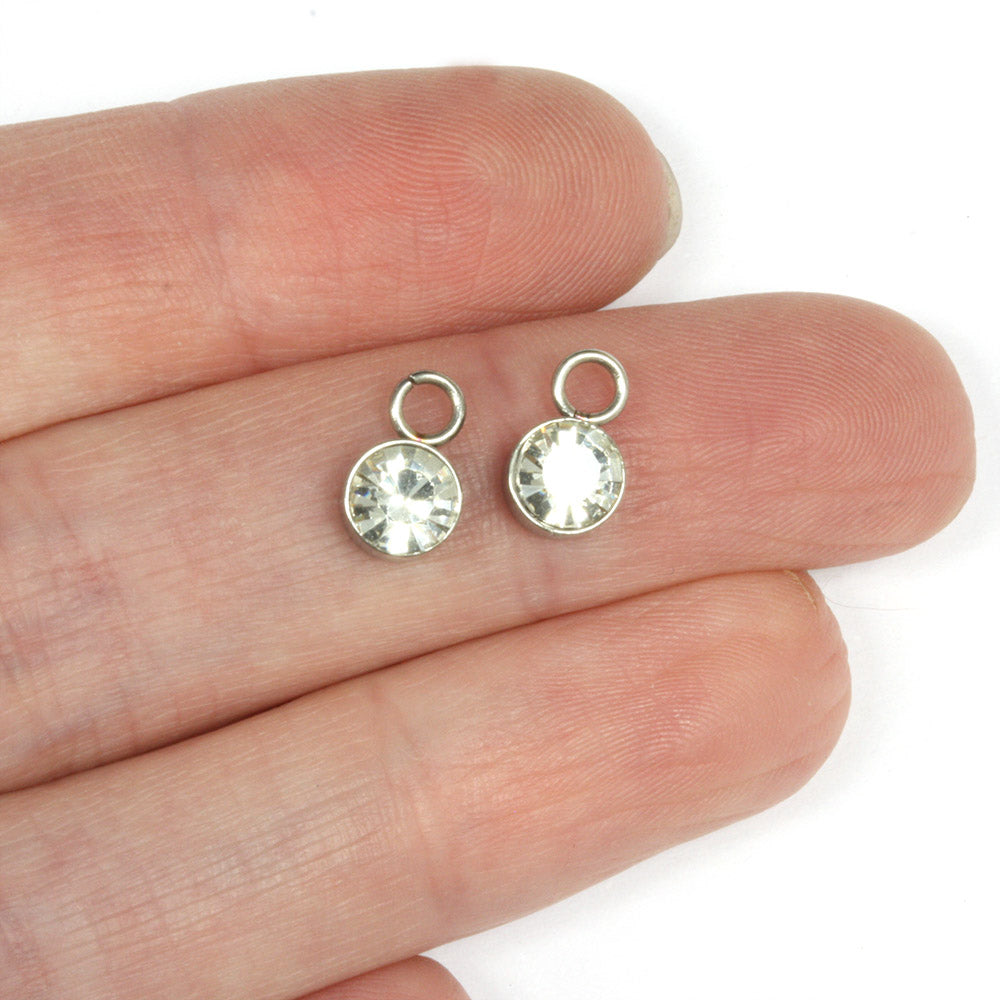 Tiny Glass Pendant Clear 6x9mm - Pack of 2