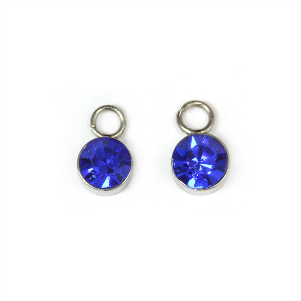 Tiny Glass Pendant Blue 6x9mm - Pack of 2