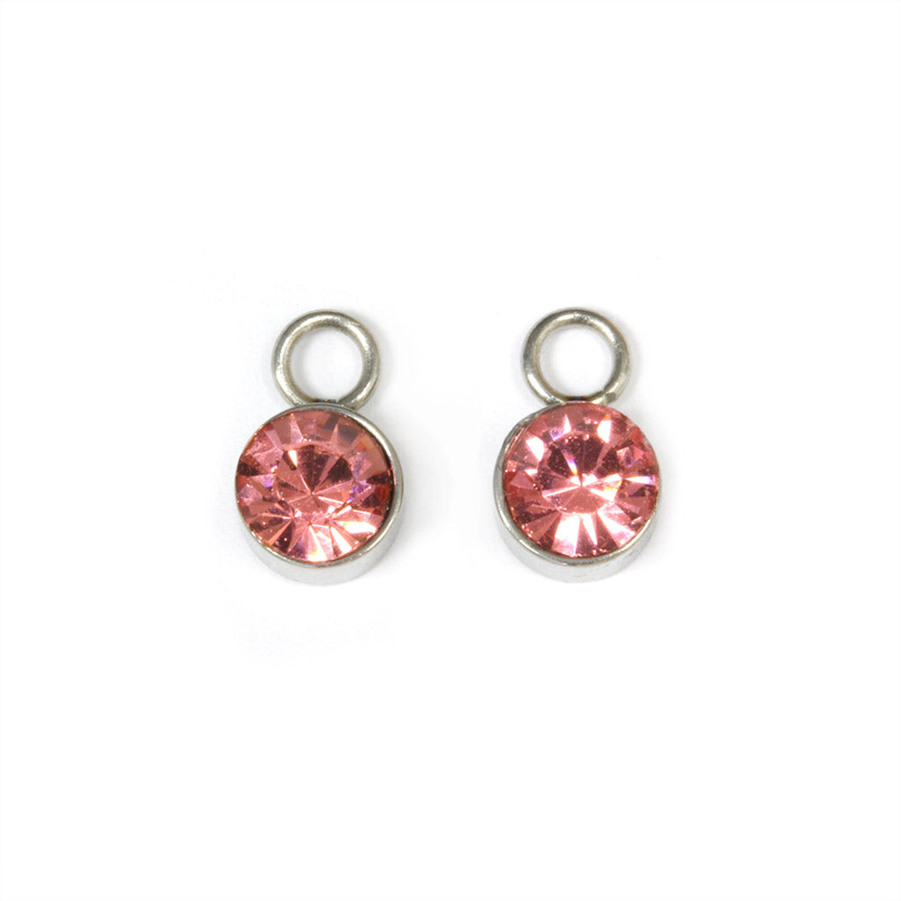 Tiny Glass Pendant Pink 6x9mm - Pack of 2