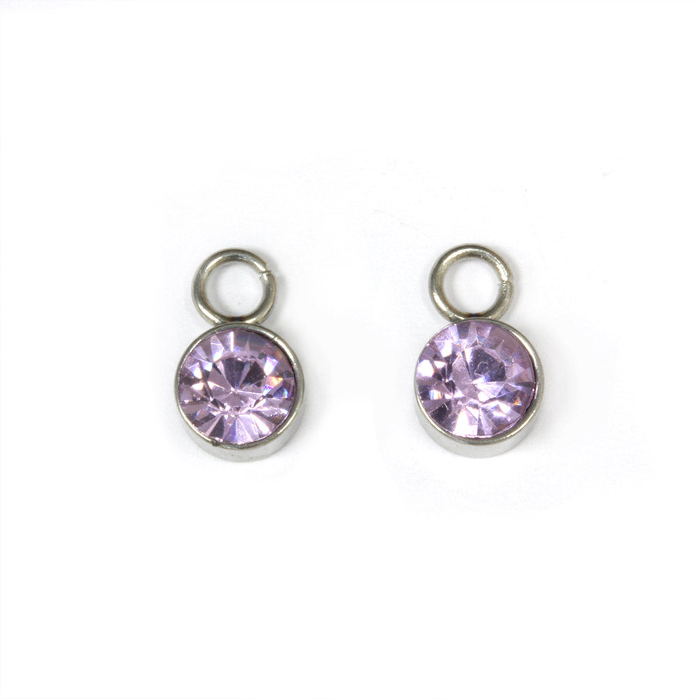 Tiny Glass Pendant Lilac 6x9mm - Pack of 2