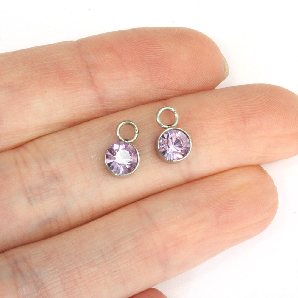 Tiny Glass Pendant Lilac 6x9mm - Pack of 2