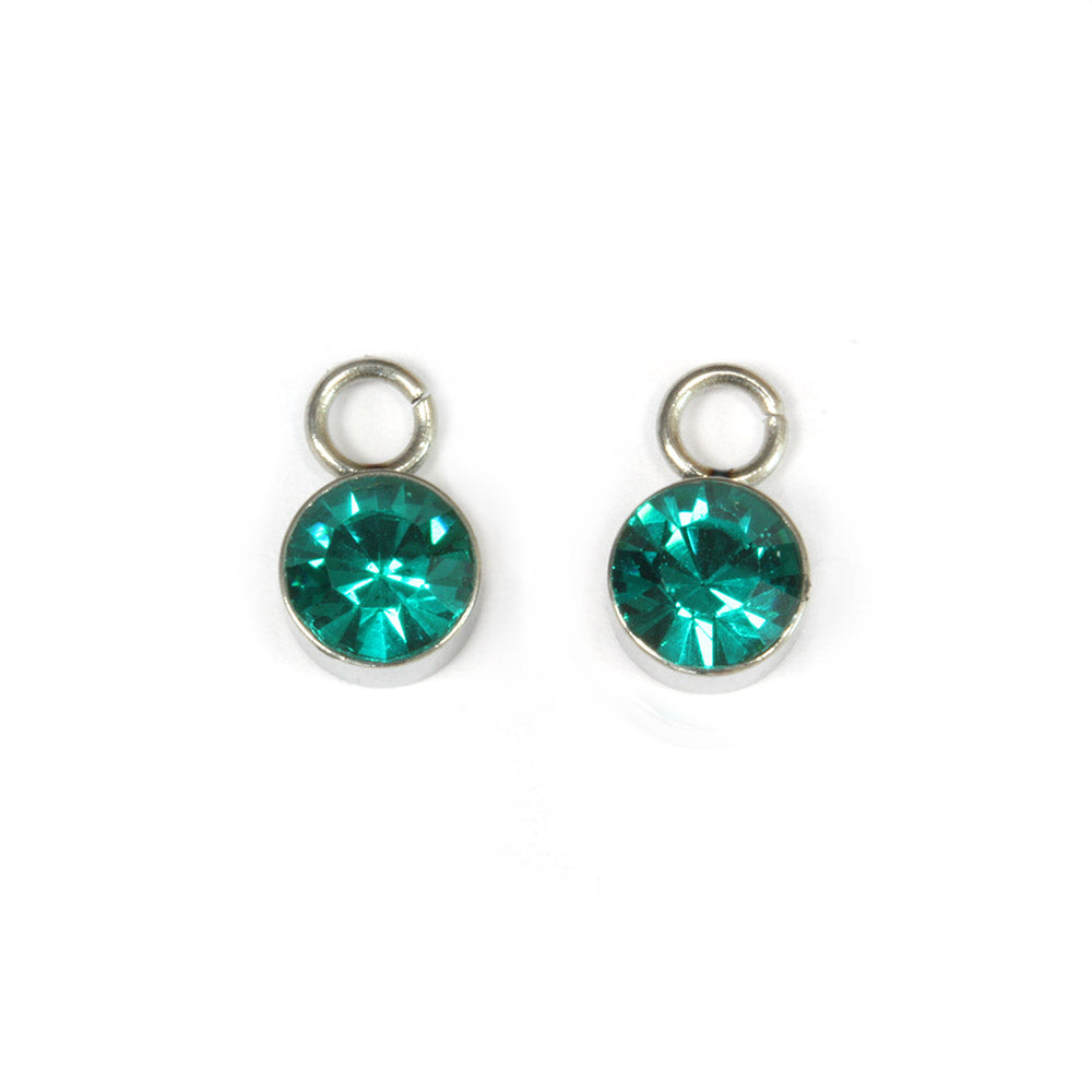 Tiny Glass Pendant Teal 6x9mm - Pack of 2