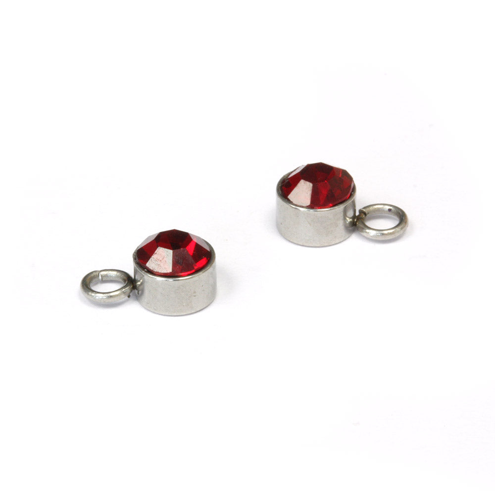 Tiny Glass Pendant Dark Red 6x9mm - Pack of 2