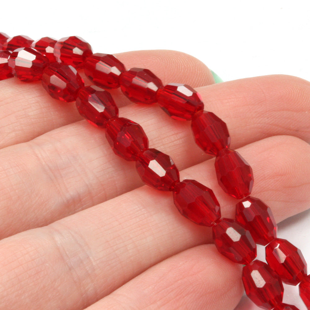 Faceted Oval 6x8mm Dark Red 6x8mm - Pack of 1