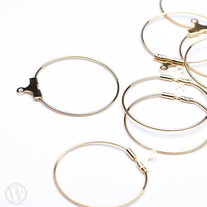 Hanging Hoop Small Gold Plated Metal 25mm-Pack of 20