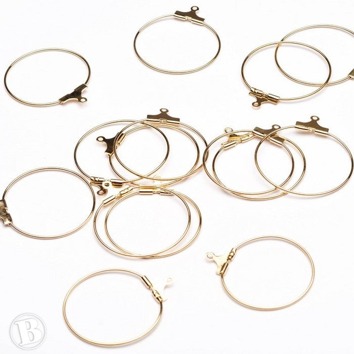 Hanging Hoop Small Gold Plated Metal 25mm-Pack of 20