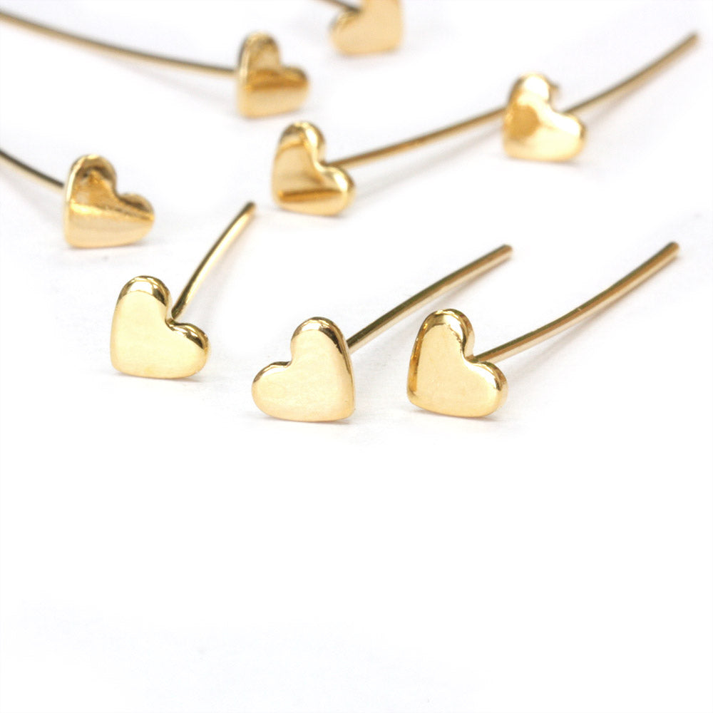 Heart Headpin 30mm Gold Plated - Pack of 10