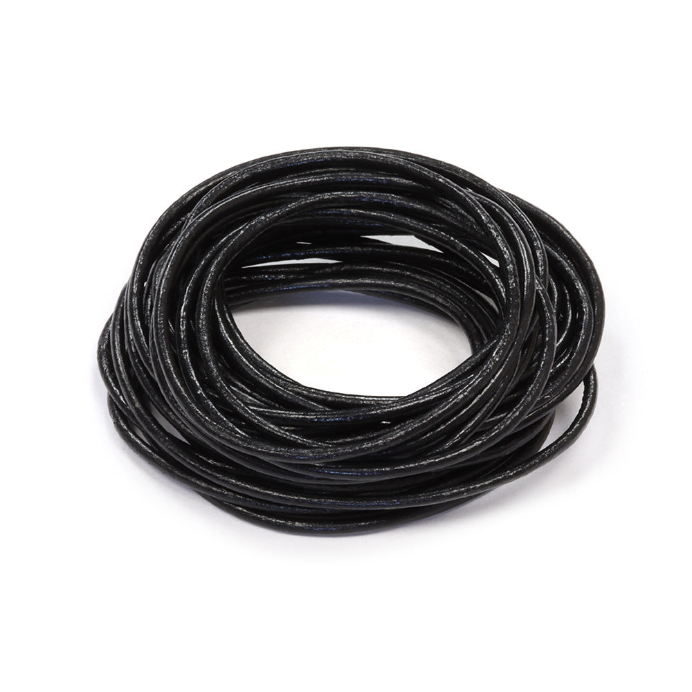 Medium Thong Black Leather 1.5mm-Pack of 3m