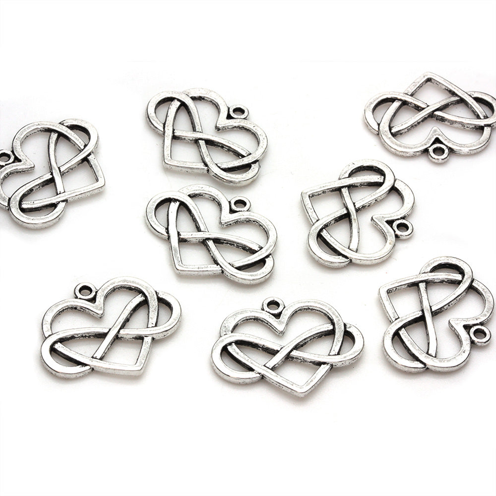 Infinity Heart 22x27x2mm Antique Silver - Pack of 10