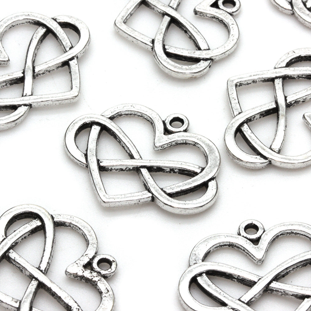 Infinity Heart 22x27x2mm Antique Silver - Pack of 10