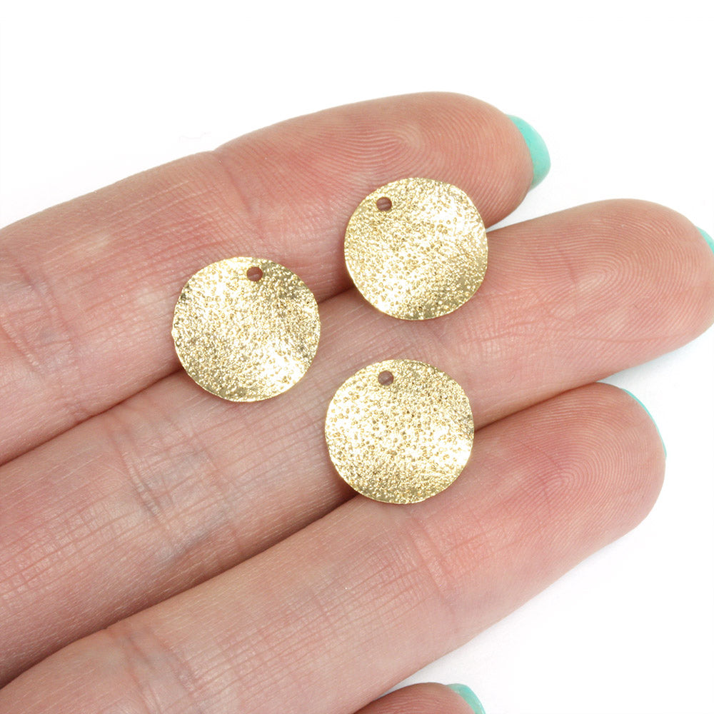 Textured Disc 12mm Gold Plated - Pack of 10
