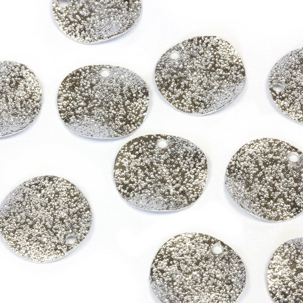 Textured Disc 12mm Silver Plated - Pack of 10