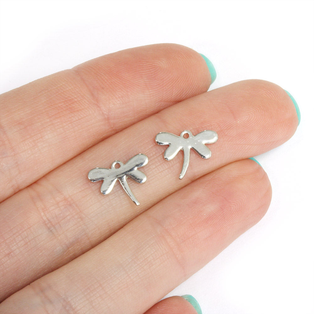 Stamped Dragonfly 12x9mm Silver Plated - Pack of 2