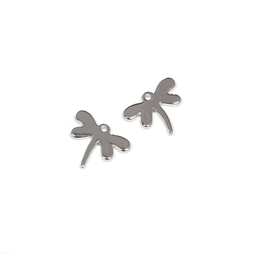 Stamped Dragonfly 12x9mm Silver Plated - Pack of 2