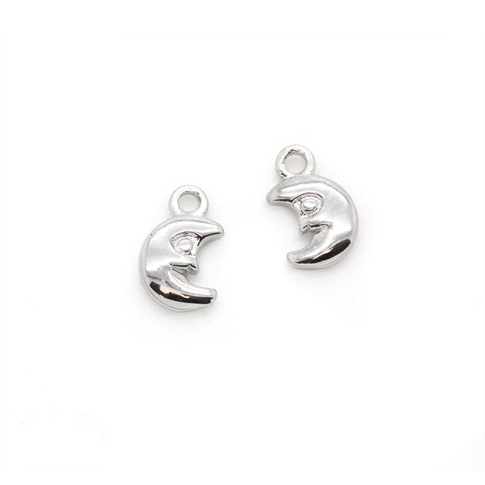 Moon 7mm Silver Plated - Pack of 2