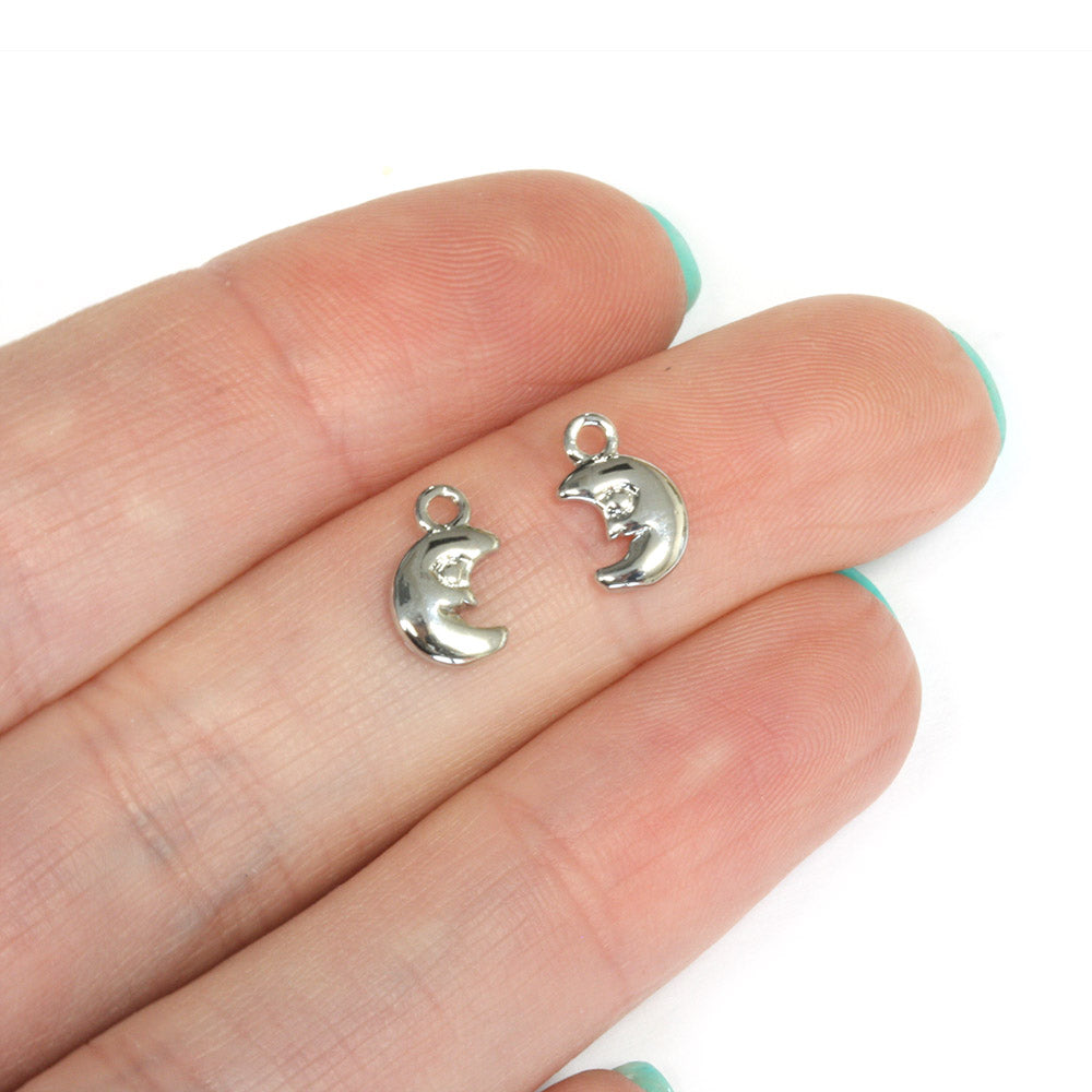 Moon 7mm Silver Plated - Pack of 2
