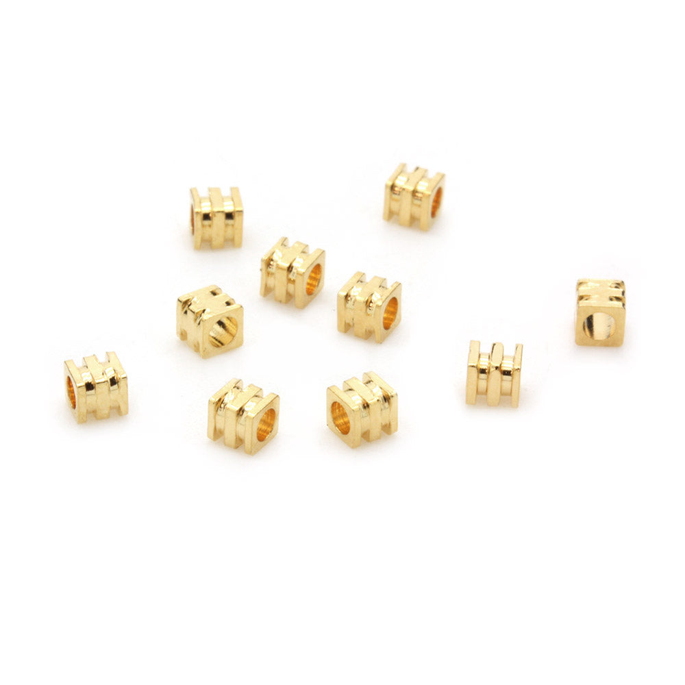 Ridged Oblong 3x2mm Gold Plated - Pack of 10