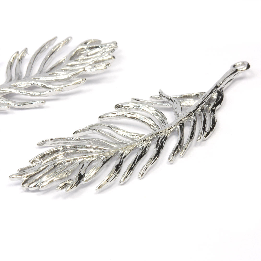 Feather 34x16mm Antique Silver - Pack of 2