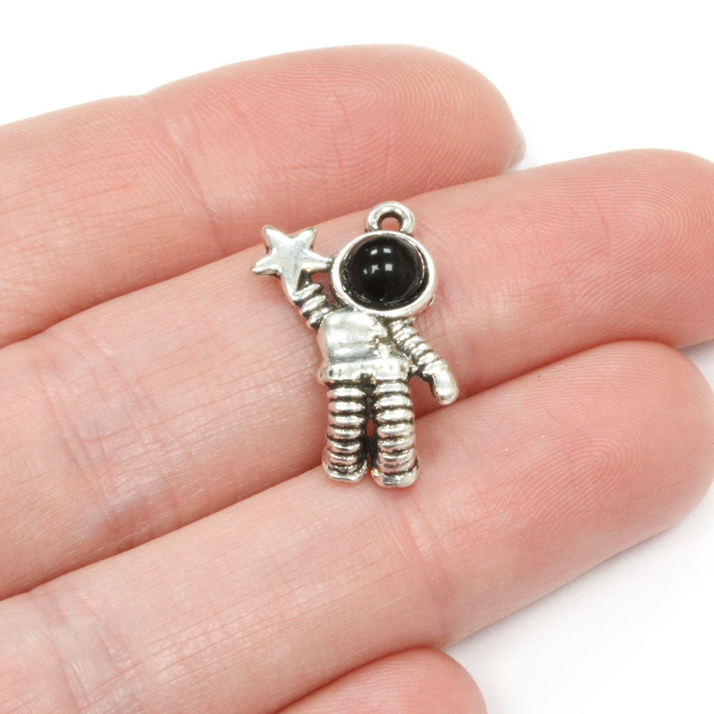 Spaceman Charm 21x15mm Antique Silver - Pack of 10