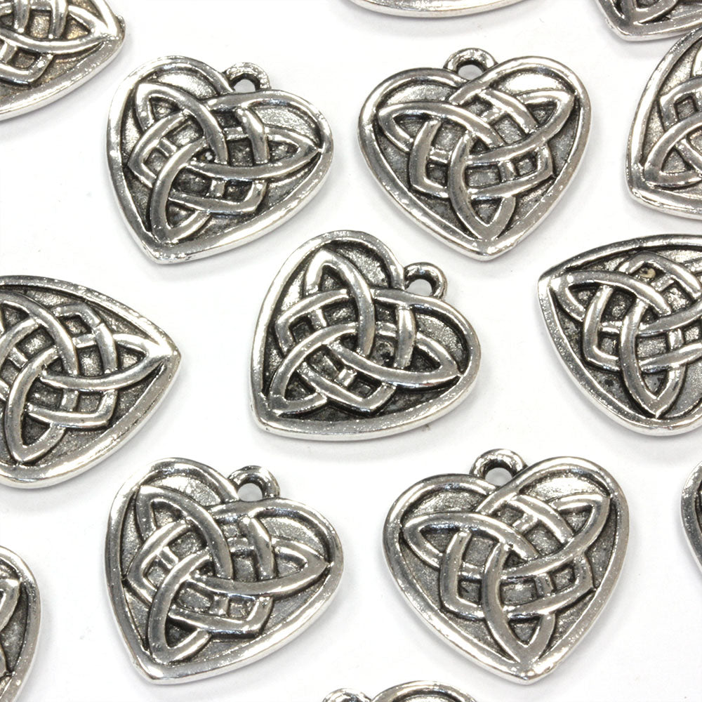 Celtic Heart 18mm Antique Silver - Pack of 20