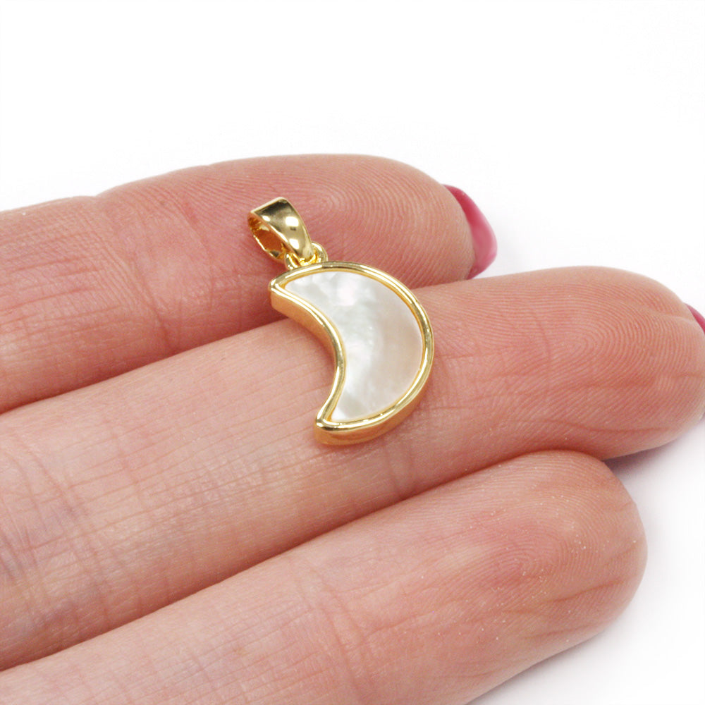 Shell Moon Pendant Gold Plated 20x9mm - Pack of 1