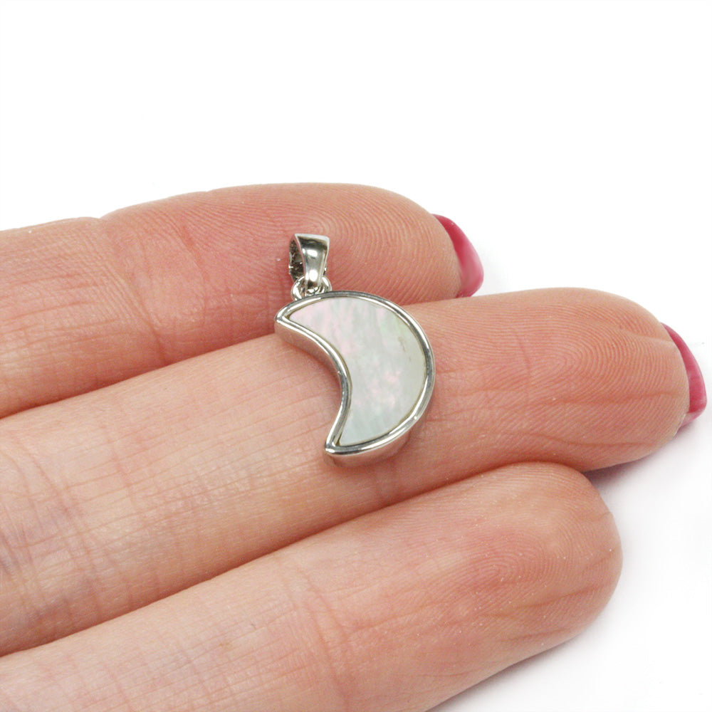 Shell Moon Pendant Silver Plated 20x9mm - Pack of 1