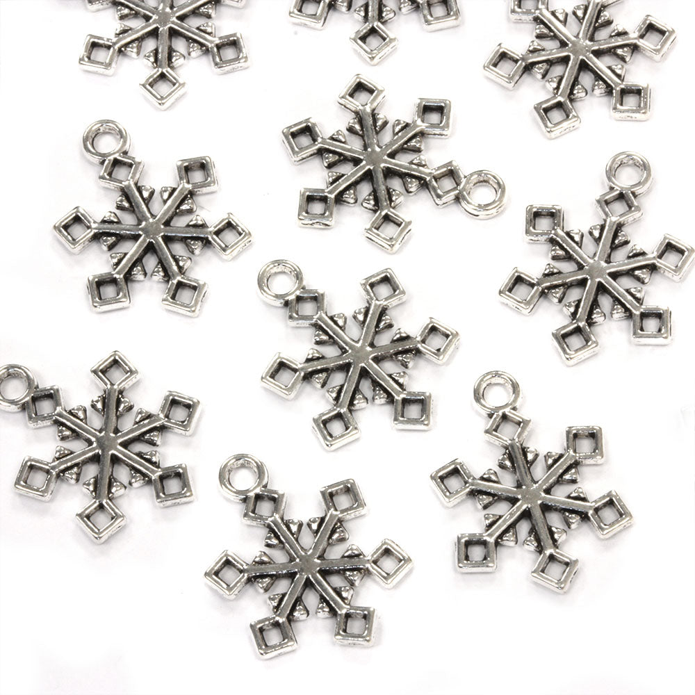 Loop Snowflake Antique Silver 14x19mm - Pack of 20