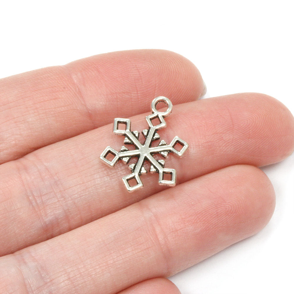 Loop Snowflake Antique Silver 14x19mm Pack of 20