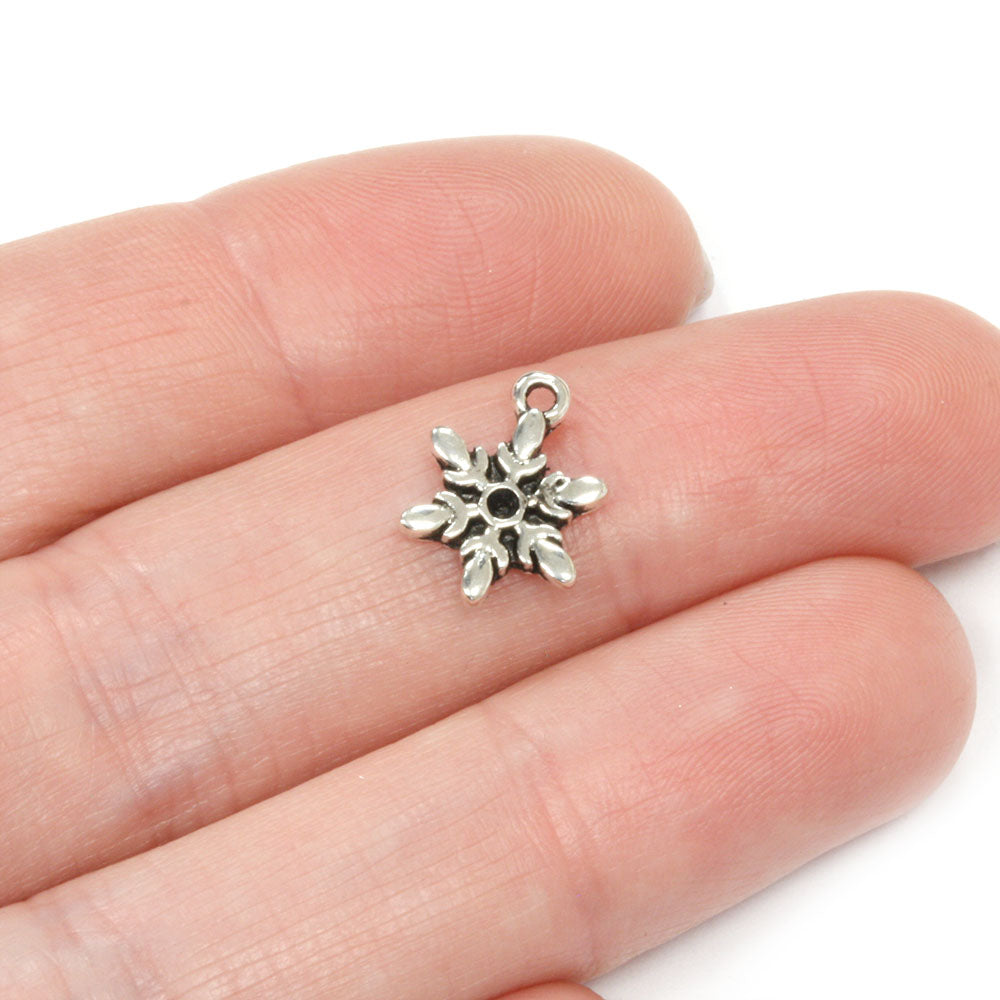 Tiny Snowflake Antique Silver 9x12mm - Pack of 50