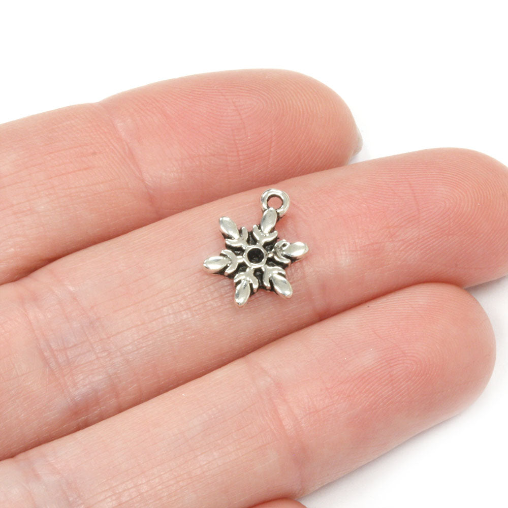 Tiny Snowflake Antique Silver 9x12mm Pack of 50