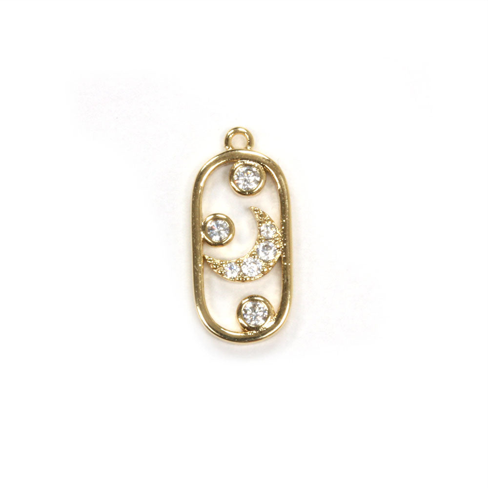 Moon Oval Pendant Gold Plated 16x7.5mm - Pack of 1