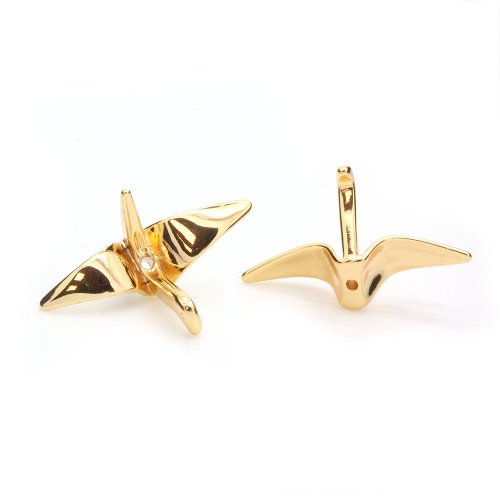 Origami Crane Pendant Gold Plated 10x15x22mm - Pack of 2