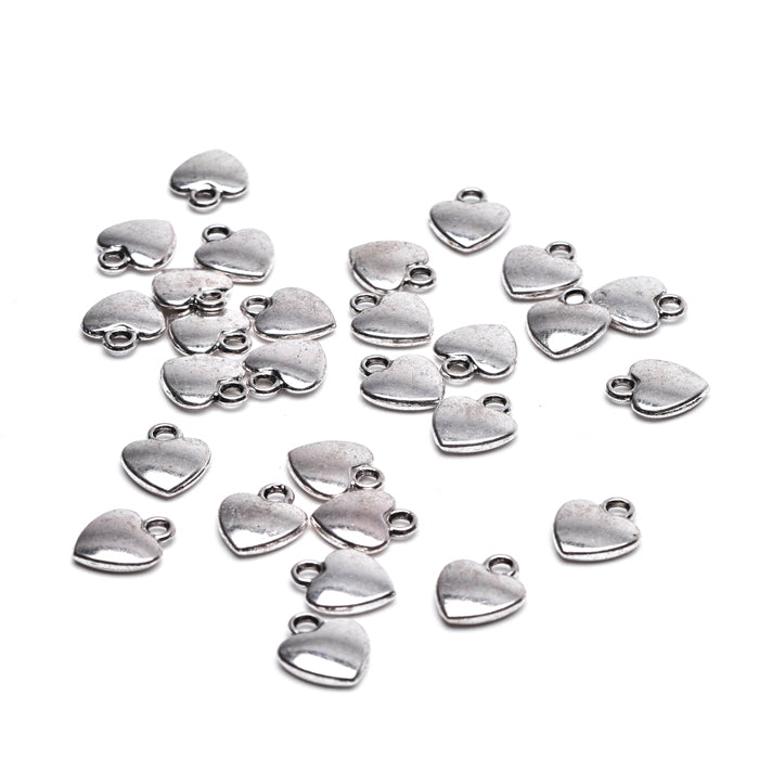 Tiny Metal Heart Silver Plated 10mm - Pack of 50