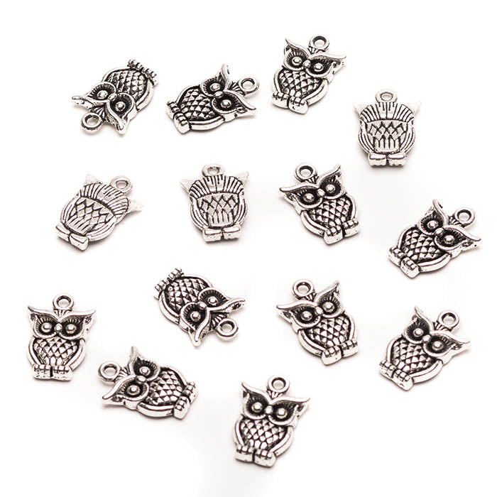 Wise Owl Antique Silver 12x7x3mm - Pack of 30