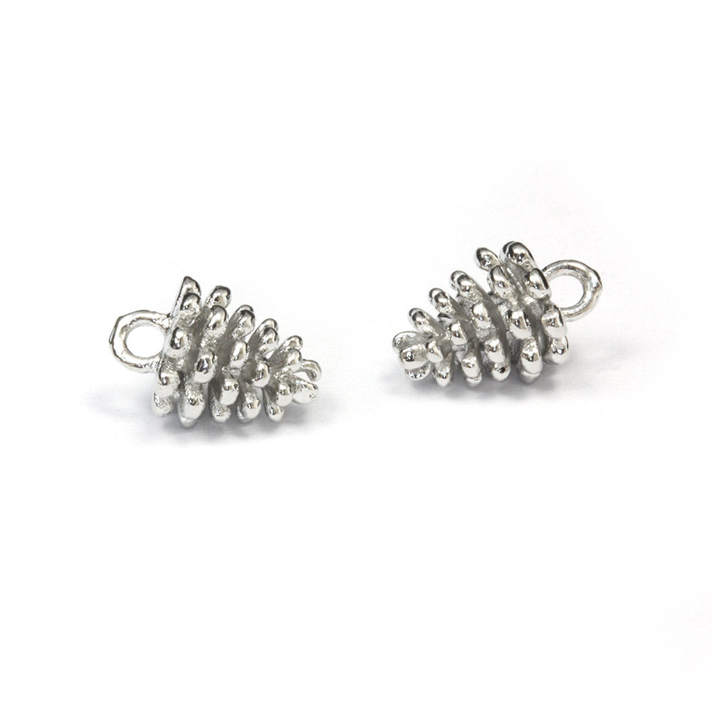 Fir Cone Antique Silver 12x8mm - Pack of 2