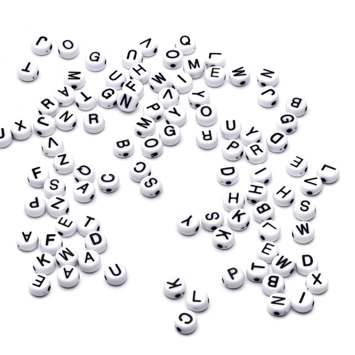 Letter Bead Mix Plastic Round 6mm-Pack of 100