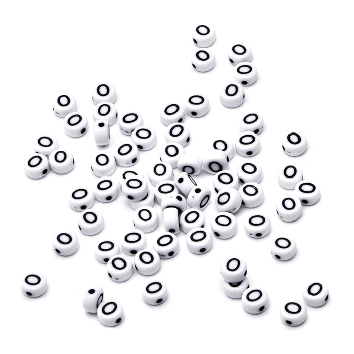 Letter Bead O Black Plastic Round 6mm-Pack of 100