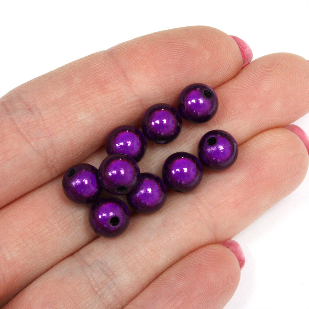 Miracle Bead Purple Plastic Round 8mm - Pack of 100