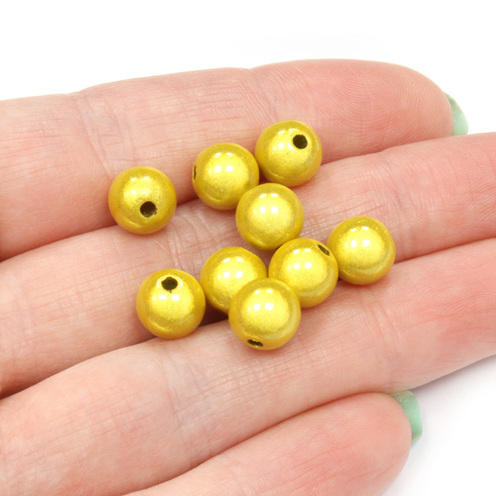 Miracle Bead Yellow Plastic Round 8mm - Pack of 100