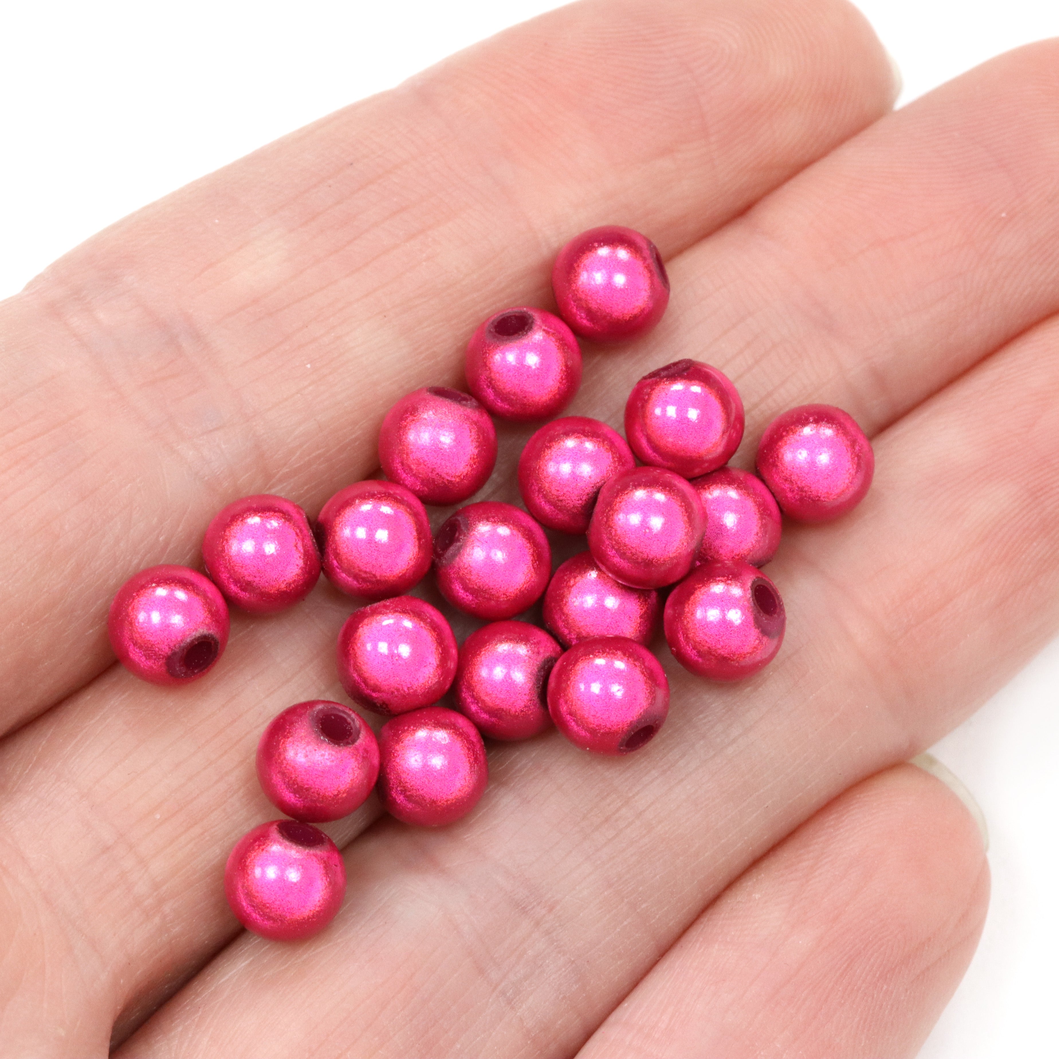 Miracle Bead Pink Plastic Round 6mm-Pack of 200